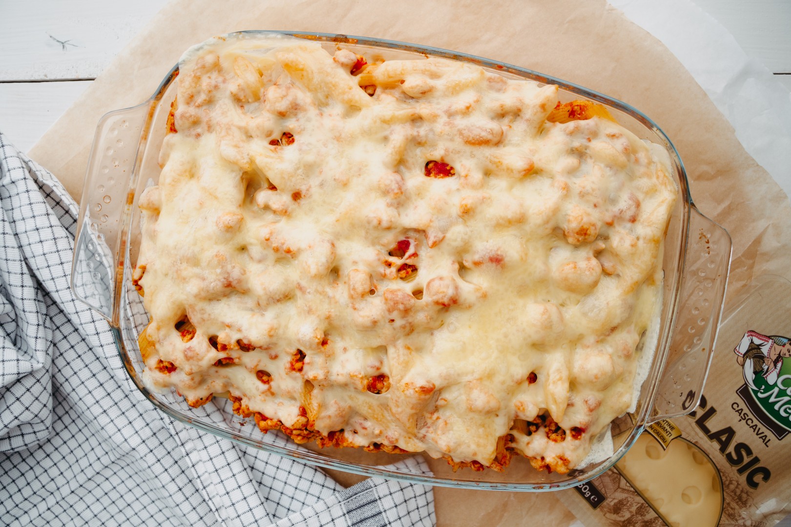 Baked pasta with chicken