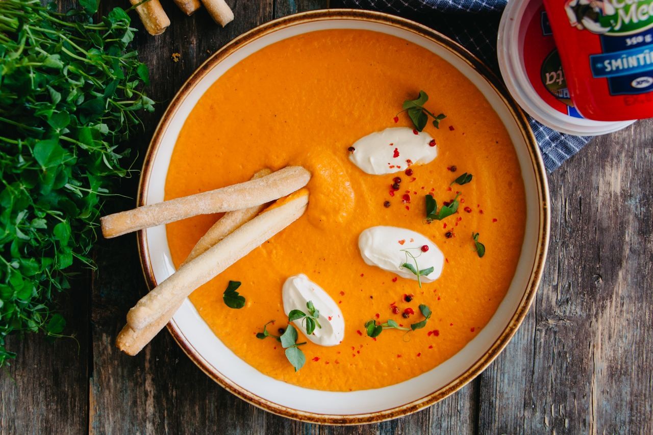 Сливочный суп из жареного перца