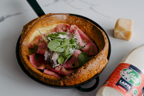 Dutch pancake salted with Mortadella