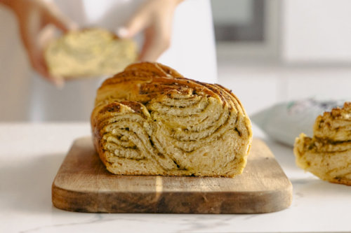 Rulada with pesto sauce and cheese