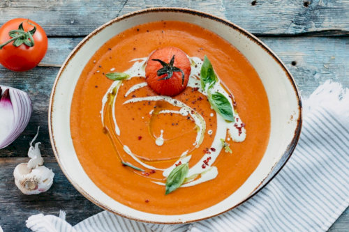 Tomato soup with cream sauce