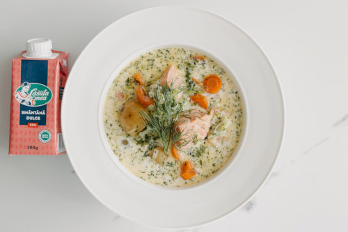 Finnish soup with salmon