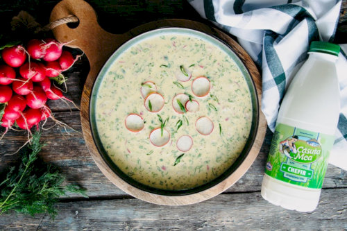Cold okroshka soup